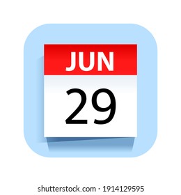 June 29. Calendar Icon. Vector Illustration.