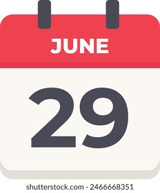June 29 - Daily Calendar Icon in flat design style