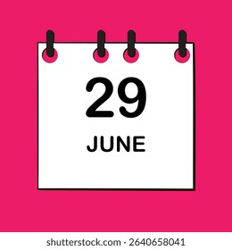 June 29. Daily Calendar icon for design. Simple design for business brochure, flyer, print media, advertisement. Easily editable.