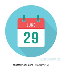 June 29 flat calendar icon. 