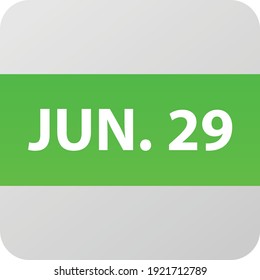 June 29th date icon, single day vector illustration modern flat style. Calendar element for web design, schedule, planner, organizer. 
