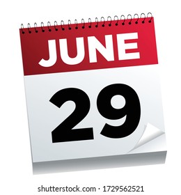 June 29th on a calendar page - illustrated.