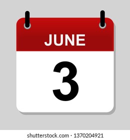 June 3 , calendar icon vector illustration