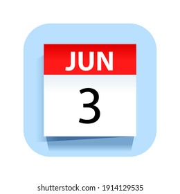 June 3. Calendar Icon. Vector Illustration.