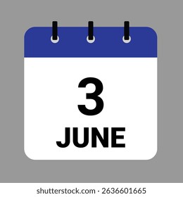 JUNE 3 - Daily Calendar Icon - White Background