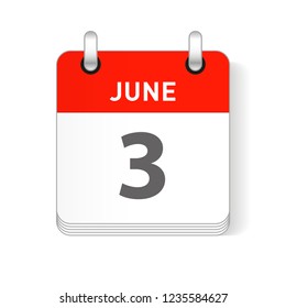 June 3 date visible on a page a day organizer calendar