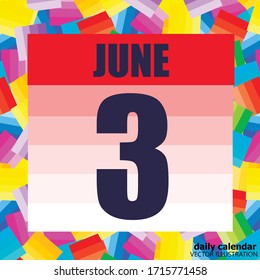 Icono del 3 de junio. Para planificar un día importante. Cartel para fiestas y días especiales. Ilustración del tercer mes de junio.