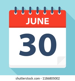 June 30 - Calendar Icon - Vector Illustration