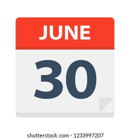 June 30 - Calendar Icon - Vector Illustration