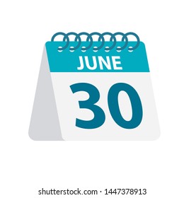 June 30 - Calendar Icon - Vector Illustration