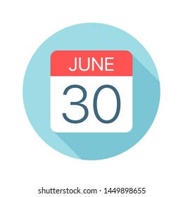 June 30 - Calendar Icon - Vector Illustration