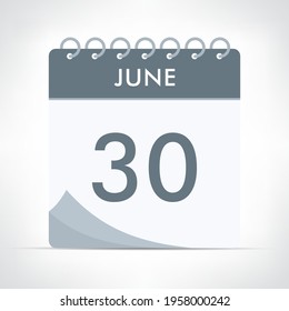 June 30 - Calendar Icon - Vector Illustration. Gray calendar.