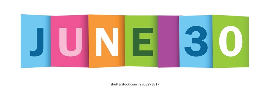 JUNE 30 bunter Vektortypografie-Banner