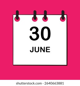 June 30. Daily Calendar icon for design. Simple design for business brochure, flyer, print media, advertisement. Easily editable.