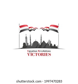 June 30 Egyptian Revolution Design   and Egypt skyline background with Egypt Flag vector Illustration - 23 July