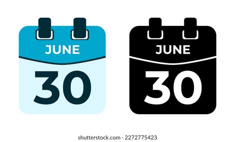 June 30 flat daily spiral calendar icon date vector image in matching color scheme. Suitable and perfect for design material, such as event or reminder. The best editable graphic resources.