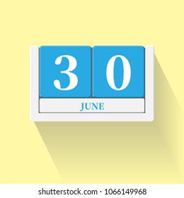 
June 30. Vector flat daily calendar icon. Date and time, day, month. Holiday. Season.