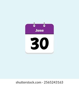 June 30th: Calendar Date Illustration