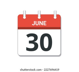 June 30th calendar icon vector. Concept of schedule, business and tasks
