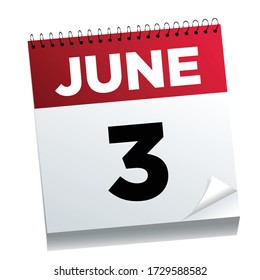 June 3rd on a calendar page - illustrated.