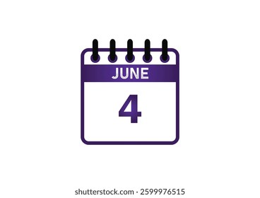 June 4 Calendar Icon – Purple Date Illustration