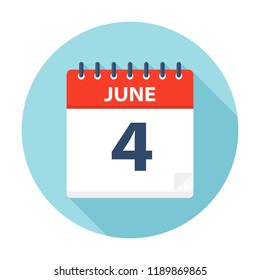 June 4 - Calendar Icon - Vector Illustration