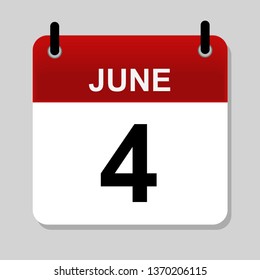 June 4 Calendar Icon Vector Illustration Stock Vector (Royalty Free ...