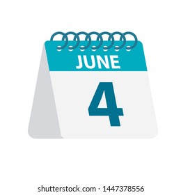 June 4 - Calendar Icon - Vector Illustration