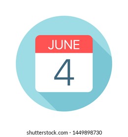 June 4 - Calendar Icon - Vector Illustration