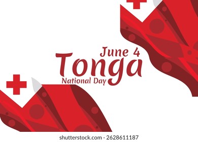 June 4, Independence Day of Tonga vector illustration. Suitable for greeting card, poster and banner.