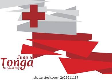 June 4, Independence Day of Tonga vector illustration. Suitable for greeting card, poster and banner.