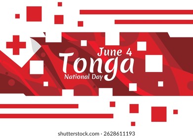 June 4, Independence Day of Tonga vector illustration. Suitable for greeting card, poster and banner.