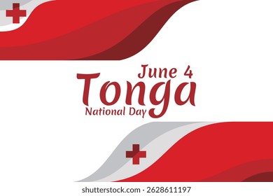 June 4, Independence Day of Tonga vector illustration. Suitable for greeting card, poster and banner.