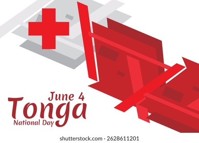 June 4, Independence Day of Tonga vector illustration. Suitable for greeting card, poster and banner.