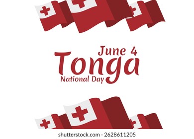 June 4, Independence Day of Tonga vector illustration. Suitable for greeting card, poster and banner.