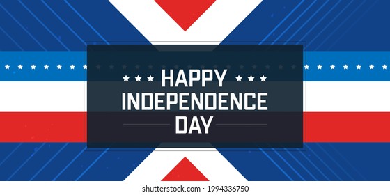 June 4. US Independence Day Vector yellow abstract banner with flag symbol