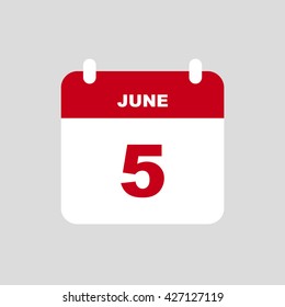 JUNE 5 calendar Icon. 