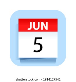 June 5. Calendar Icon. Vector Illustration.