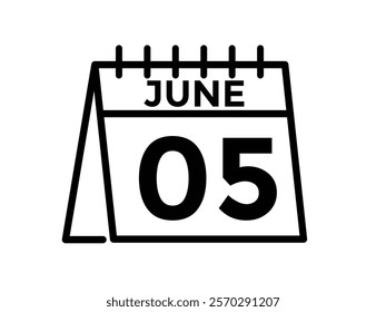 June 5 daily calendar icon - White Background
