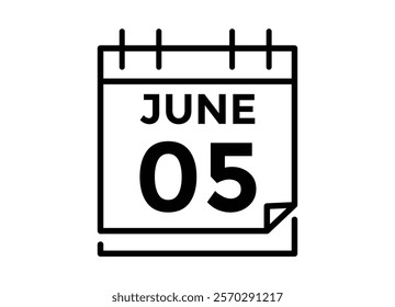 June 5 daily calendar icon - White Background
