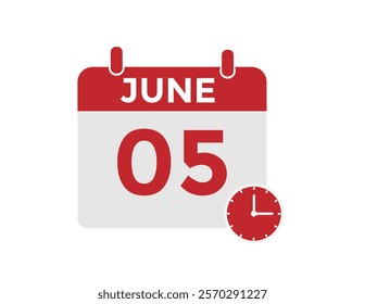 June 5 daily calendar icon - White Background
