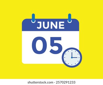June 5 daily calendar icon - White Background
