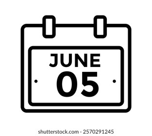 June 5 daily calendar icon - White Background
