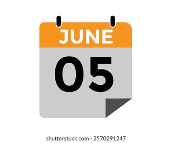 June 5 daily calendar icon - White Background
