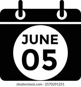 June 5 daily calendar icon - White Background
