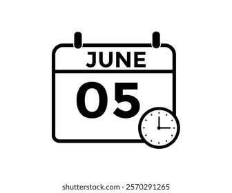 June 5 daily calendar icon - White Background
