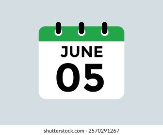 June 5 daily calendar icon - White Background
