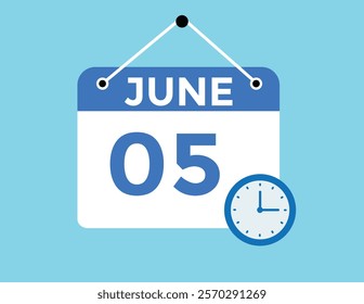 June 5 daily calendar icon - White Background

