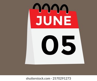 June 5 daily calendar icon - White Background
