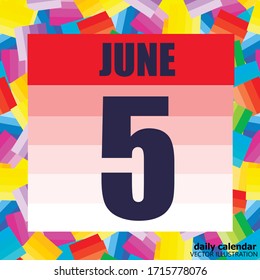 June 5 icon. For planning important day. Banner for holidays and special days. Fifth june illustration.